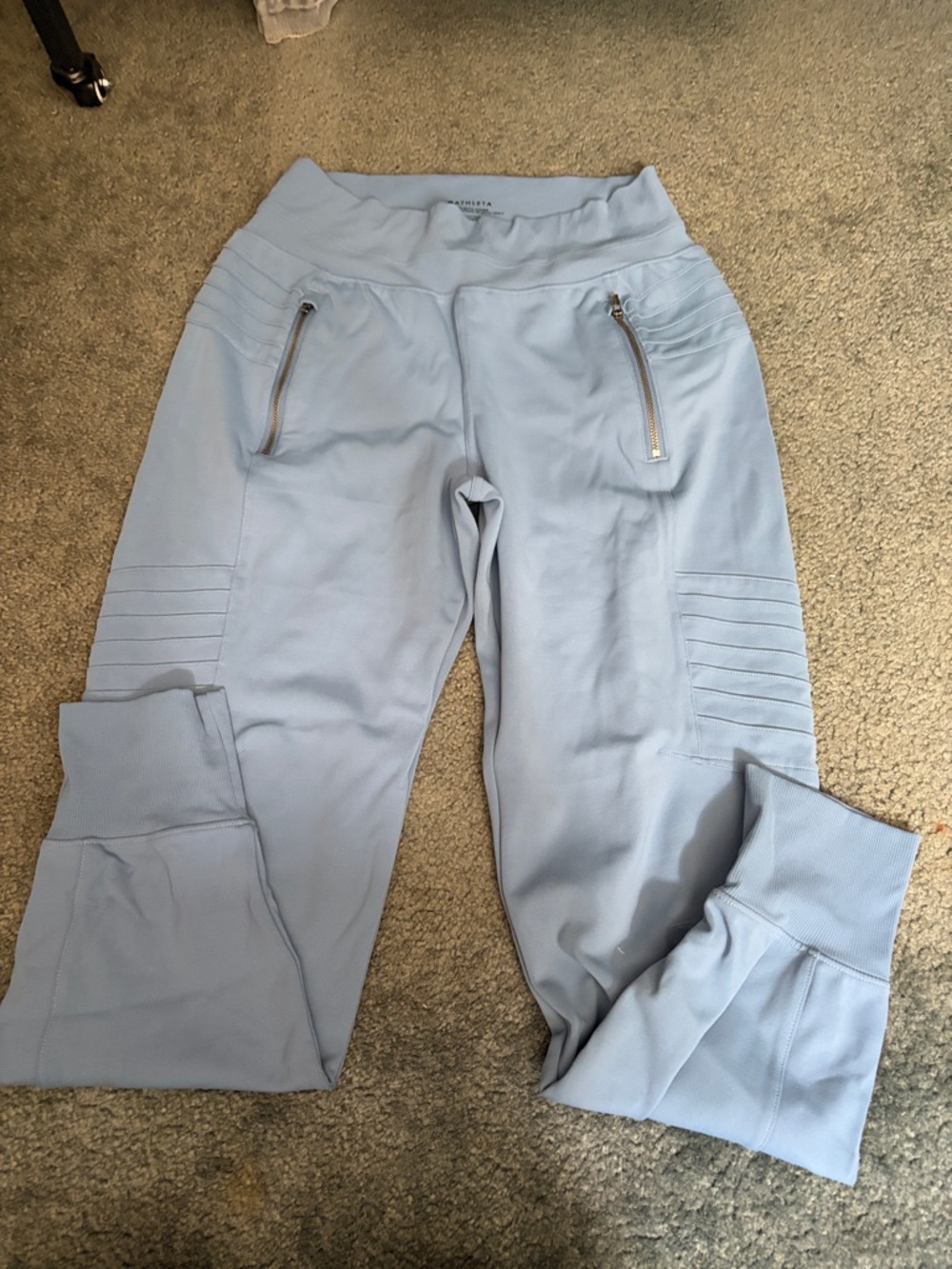 Athleta Light Blue Moto-Detail Track Joggers